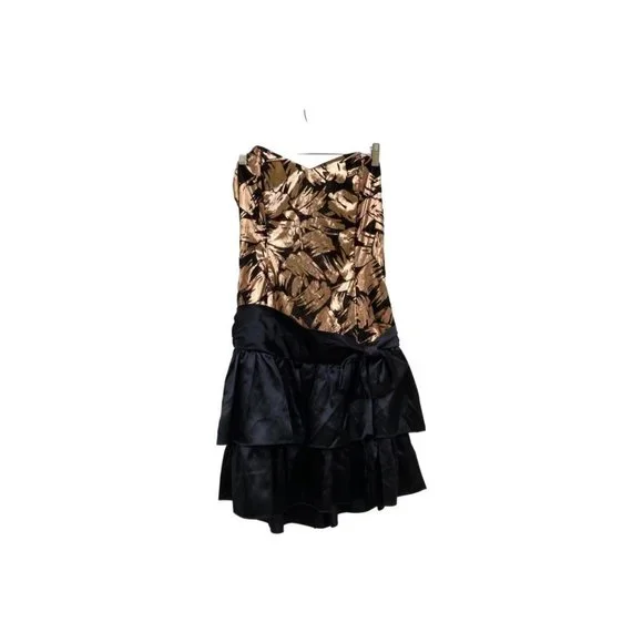 Dresses | Small Vintage 8s Black And Gold Formal Ruffle Dress 414 | Poshmark Dresses | Small Vintage 8s Black And Gold Formal Ruffle Dress 414 | Poshmark